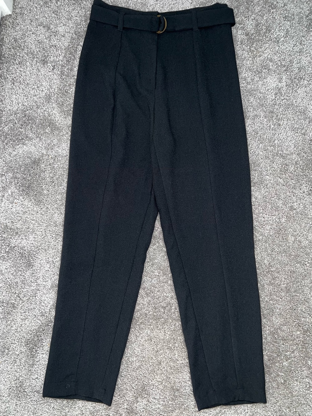 Who What Wear High-Waist Black Tapered Pants with Belt